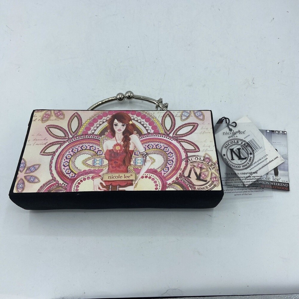 New Nicole Lee Cross Body Clutch Hollywood Hard Case Hand Bag Purse